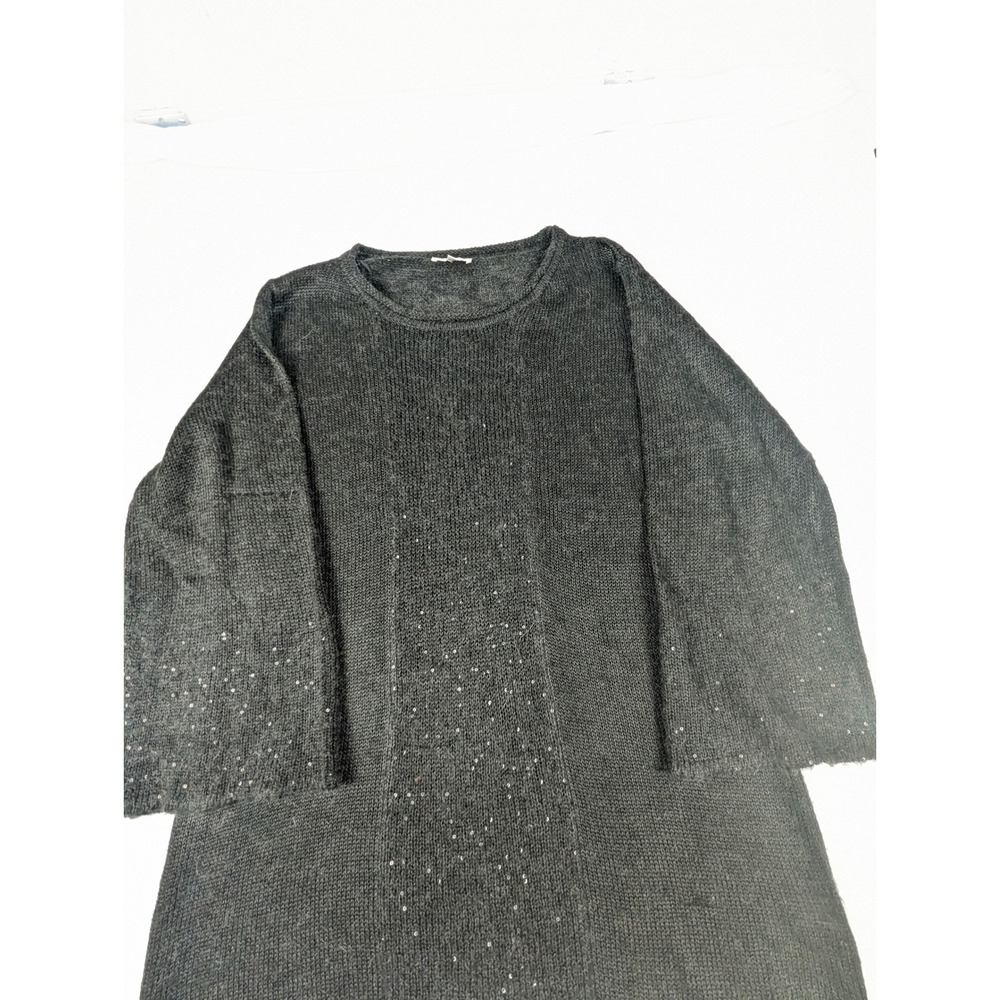 Avalin Womens Sequin Knit Pullover Sweater Charcoal Gray Crew Neck Size Large - Picture 8 of 16